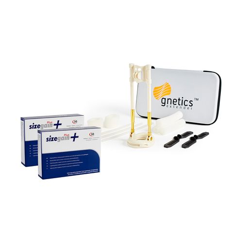 Penis Enlargement - Gnetics Extender + 2 SizeGain Plus: extender and tablets to enlarge the penis