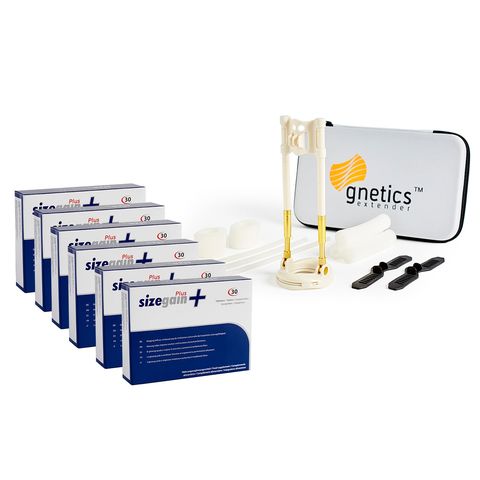 Penis Enlargement - Gnetics Extender + 6 SizeGain Plus: extender and tablets to enlarge the penis