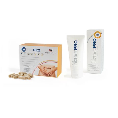 Hemapro supplement and Hemapro cream for haemorrhoid care and relief.